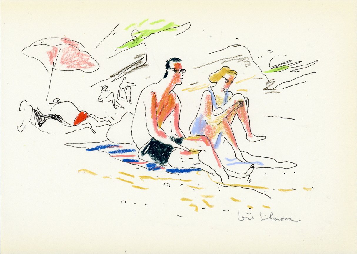 croquis de plage, la serviette