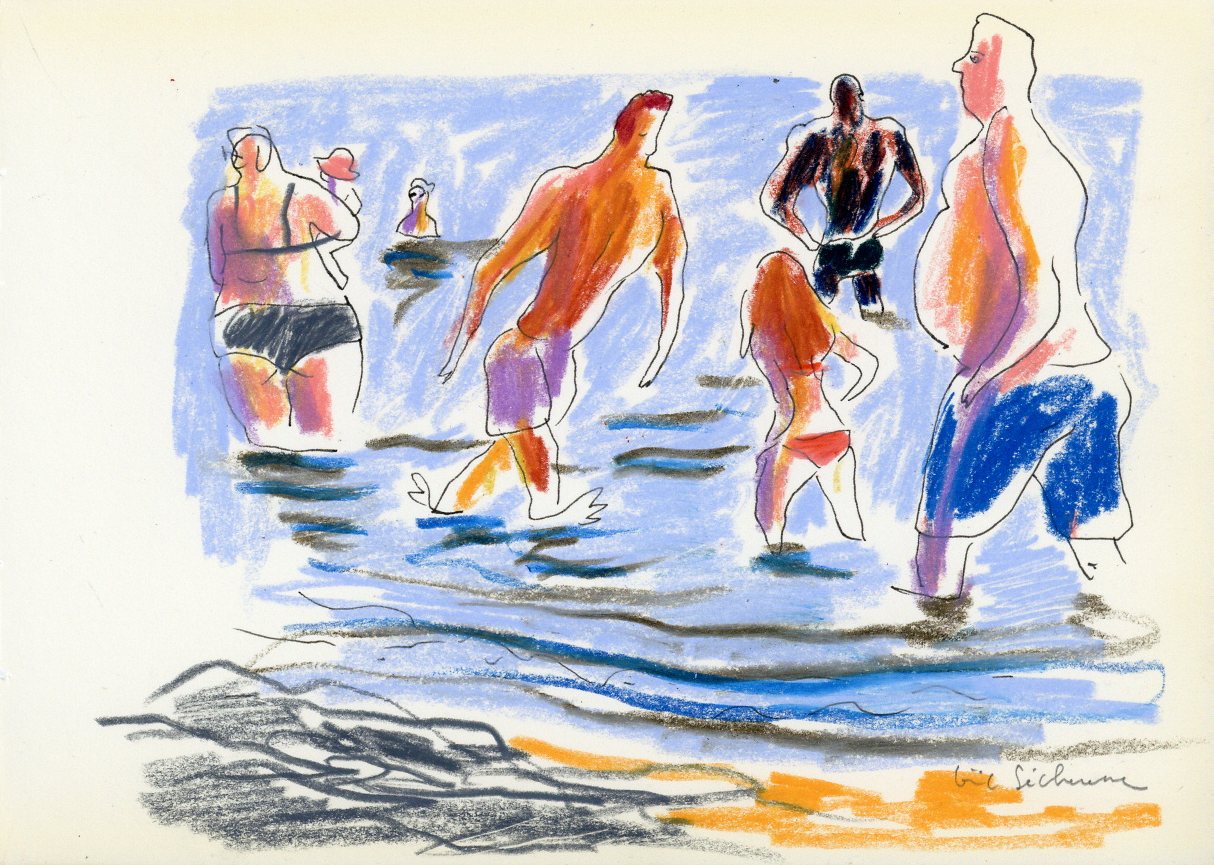 croquis de plage, la gonflette